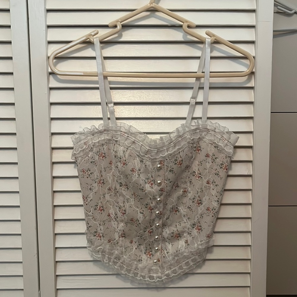 cider lace tank top, corset inspired top